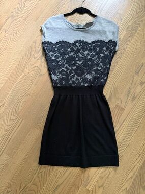 LOFT Gray and Black Lace Knit Dress for Girls